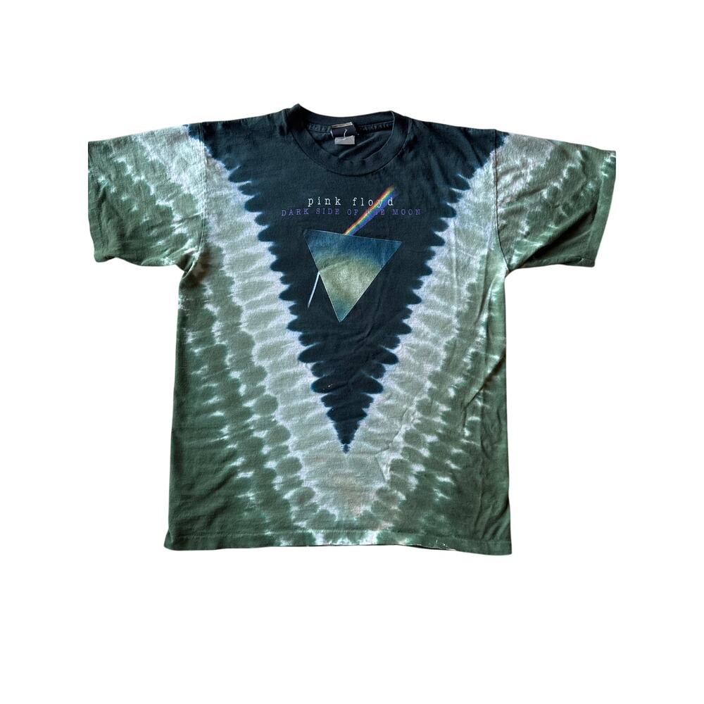 Vintage 90s Pink Floyd Dark Side Liquid Blue Single Stitch Tie Dye Band Tee M